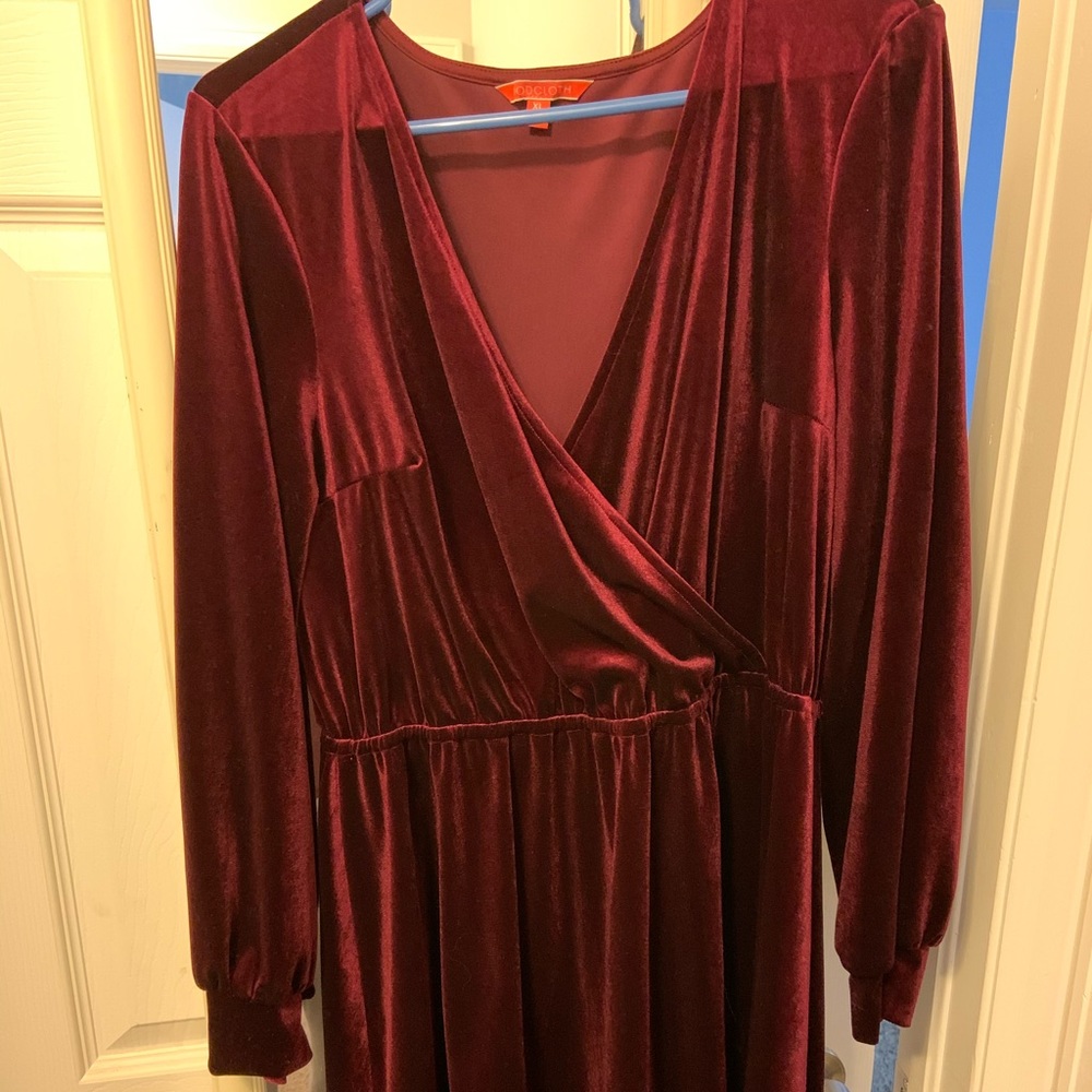 ModCloth red velvet knee length dress
